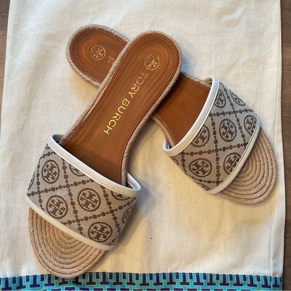 Tory Burch T Monogram Espadrille Slides - Picture 4 of 8